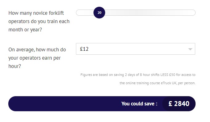 online snippet of the eTruck Calculator