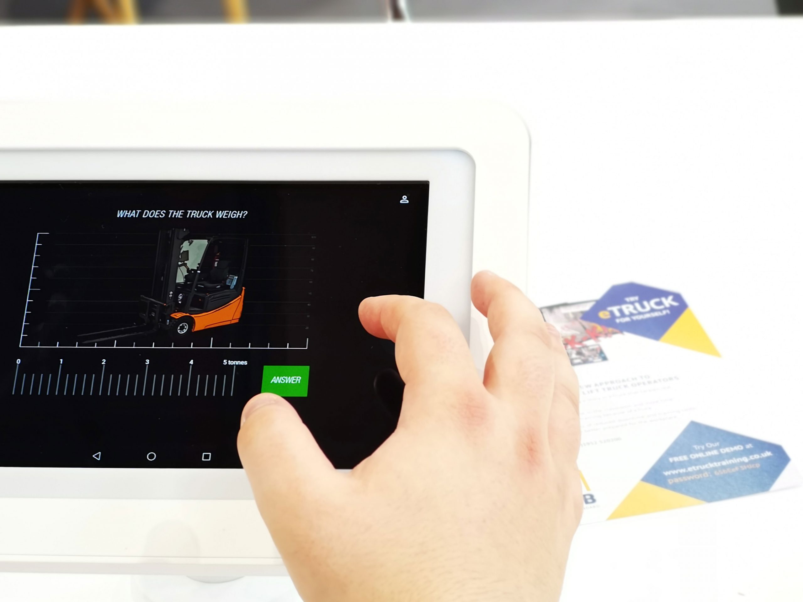 tablet screen showing forklift e-learning